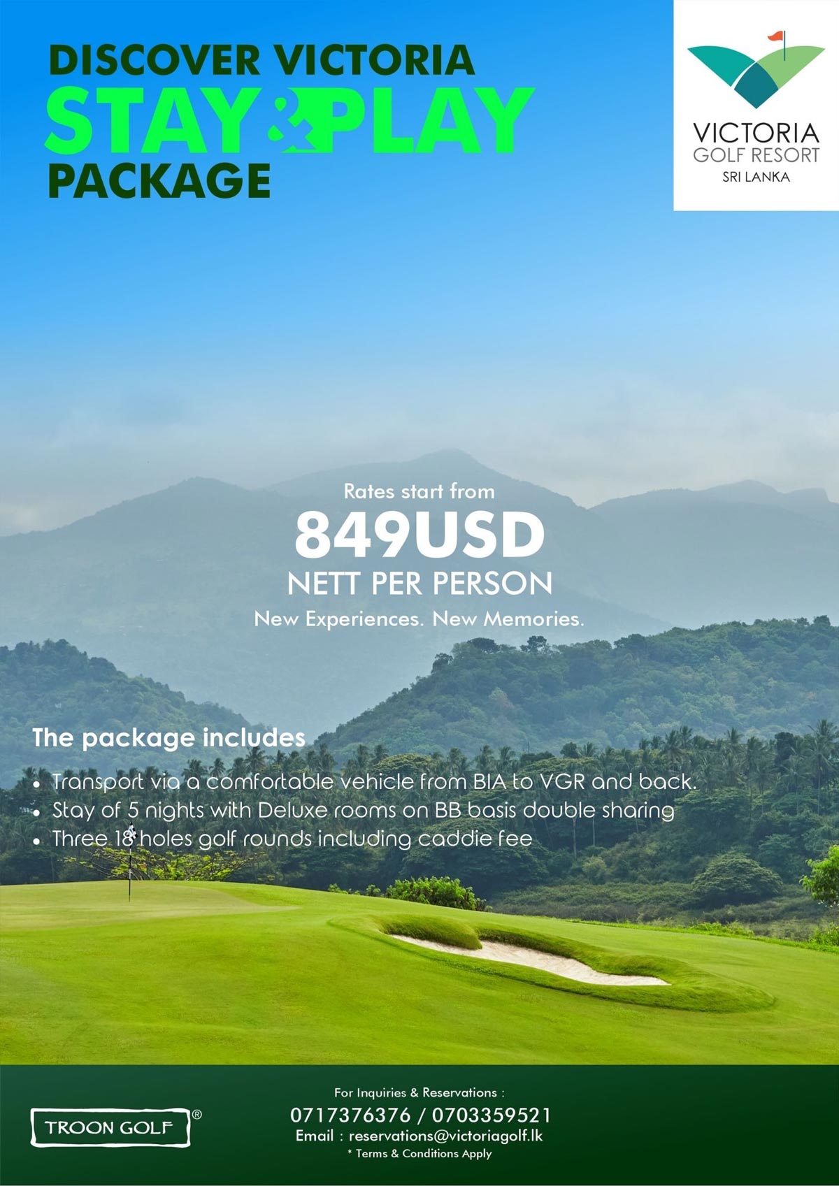 Stay & Play package for 849 USD